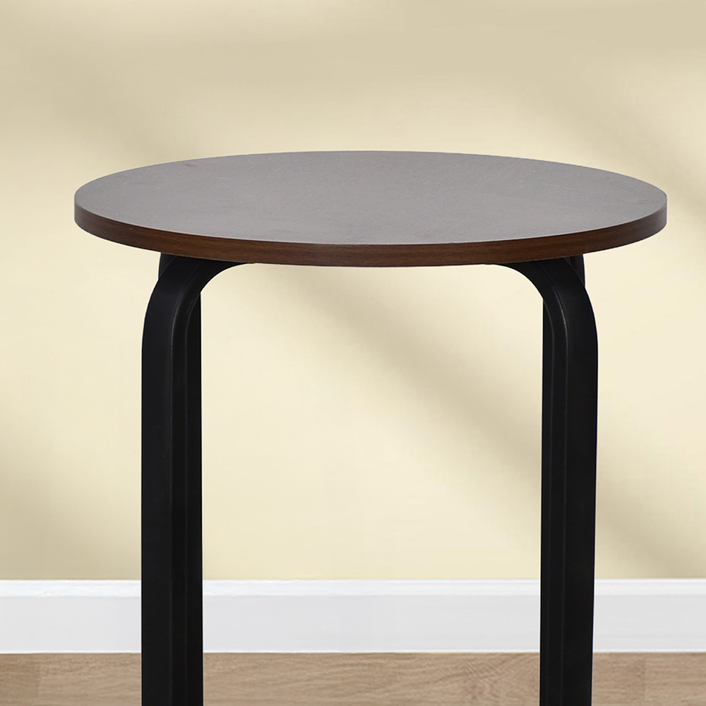 طاولة خدمة مفردة دائرية من الخشب بني غامق طاولة خدمة مفردة دائرية من الخشب بني غامق