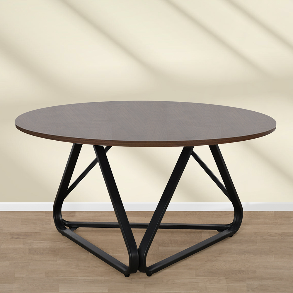 طاولة خدمة مفردة خشب مع قاعدة معدنية بني غامق طاولة خدمة مفردة خشب مع قاعدة معدنية بني غامق