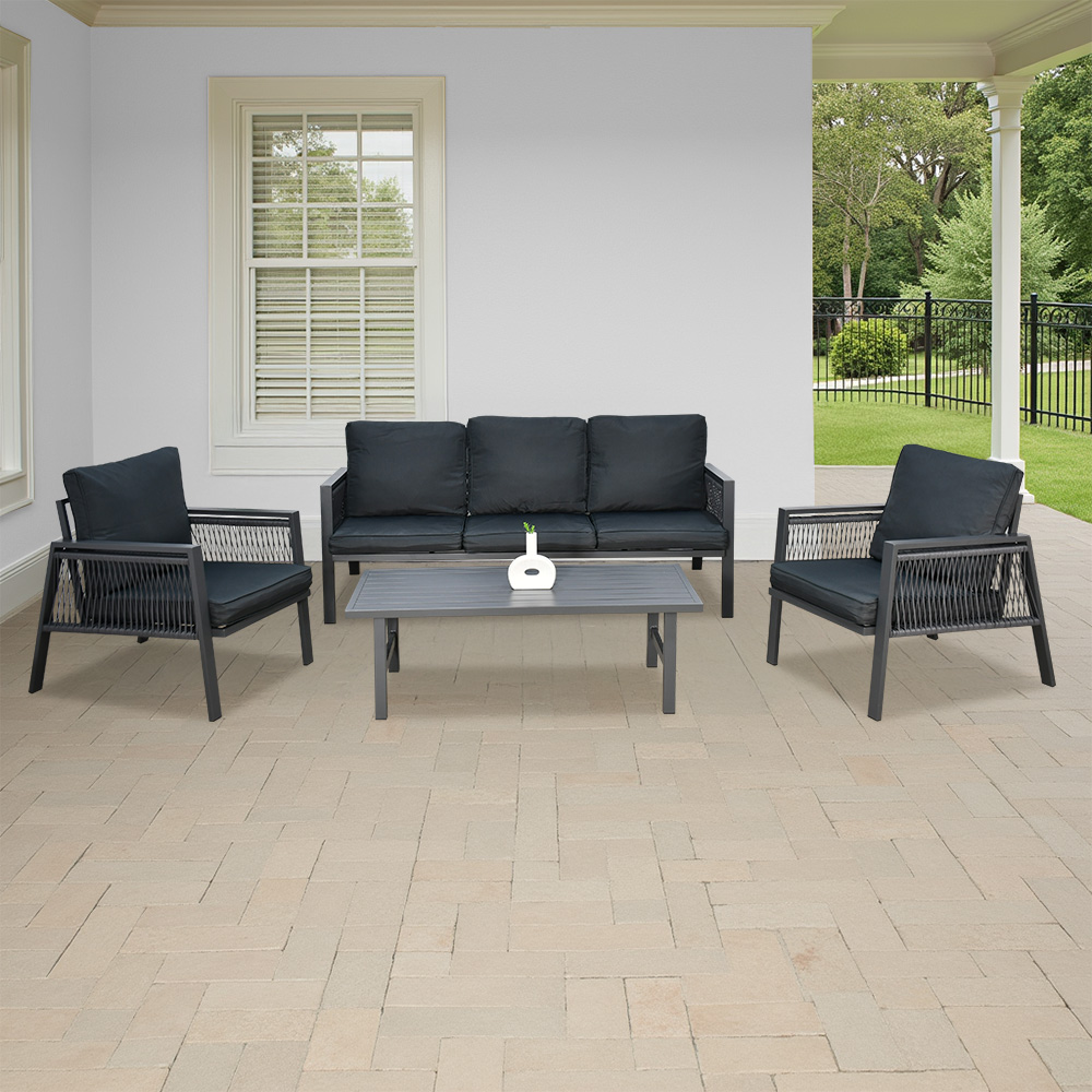 جلسة خارجية عصرية 5 مقاعد وطاولة رمادي غامق جلسة خارجية عصرية 5 مقاعد وطاولة رمادي غامق