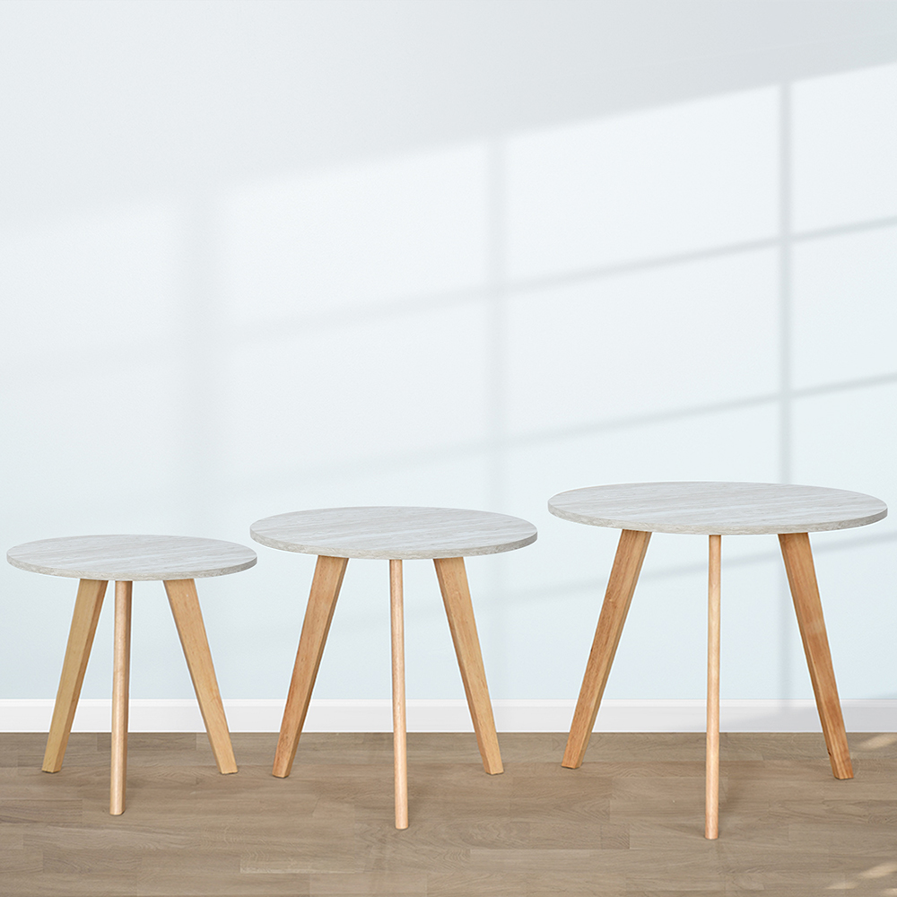 طقم طاولات خدمة 3 قطع من الخشب رمادي طقم طاولات خدمة 3 قطع من الخشب رمادي