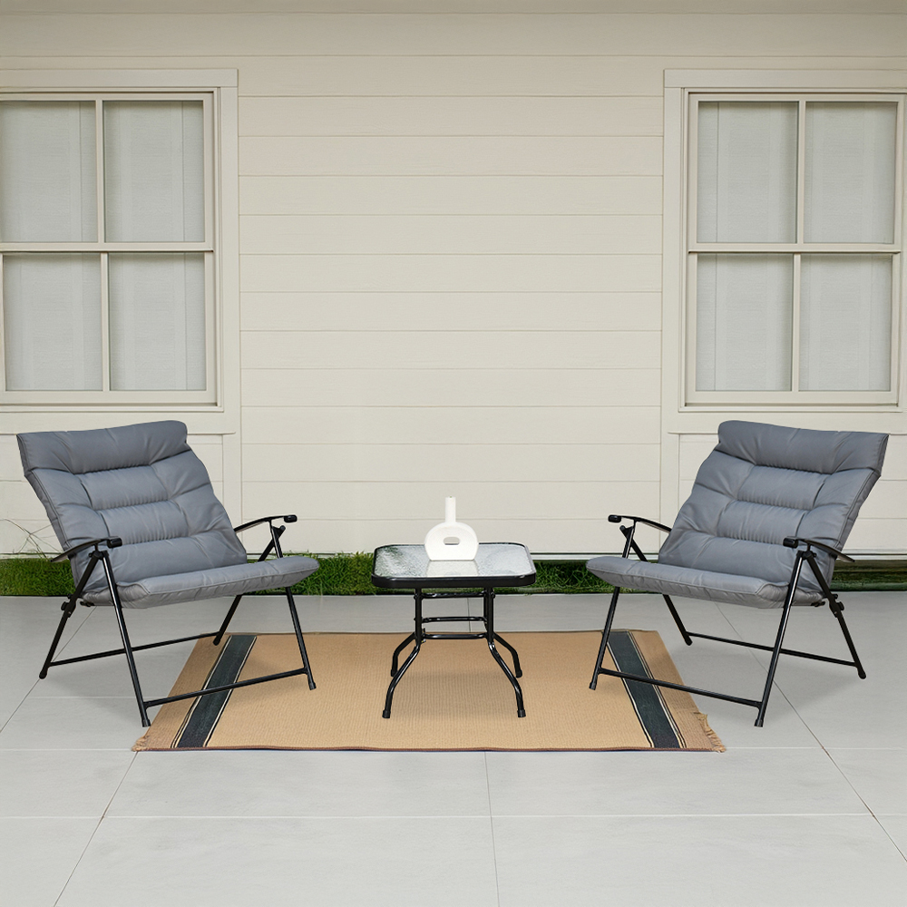 جلسة خارجية عصرية 2 مقعد وطاولة بسطح زجاجي جلسة خارجية عصرية 2 مقعد وطاولة بسطح زجاجي