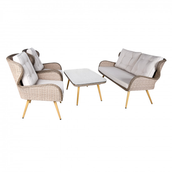 جلسة حديقة 4 مقاعد لون رمادي فاتح جلسة حديقة 4 مقاعد لون رمادي فاتح