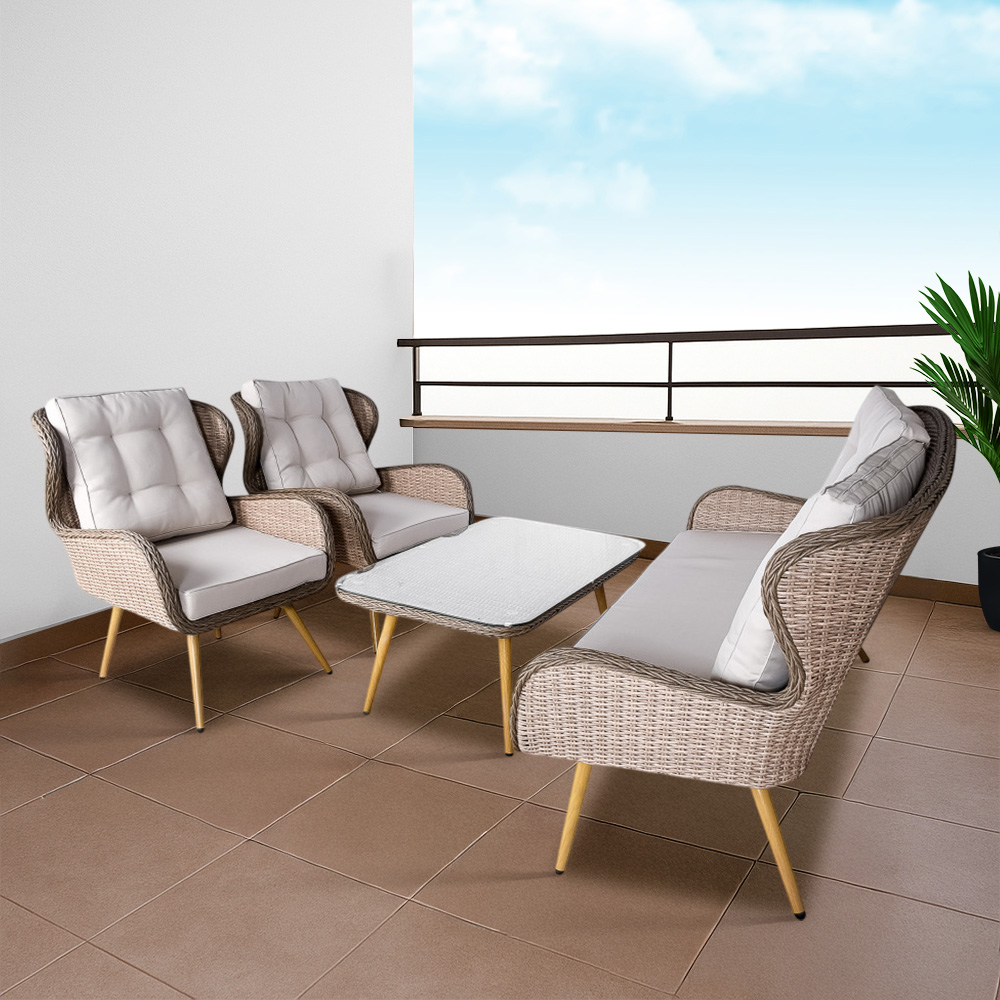 جلسة حديقة 4 مقاعد لون رمادي فاتح جلسة حديقة 4 مقاعد لون رمادي فاتح