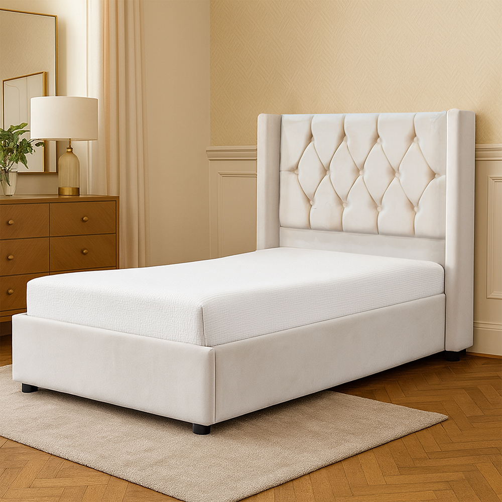 سرير خشبي بتنجيد مخملي عصري 90×190 سم سرير خشبي بتنجيد مخملي عصري 90×190 سم