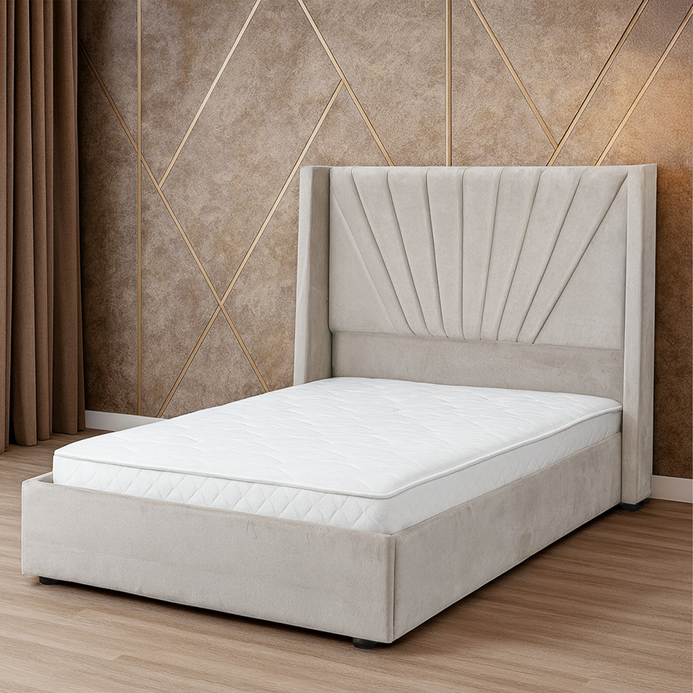 سرير خشبي بتنجيد مخملي عصري 120×200سم سرير خشبي بتنجيد مخملي عصري 120×200سم