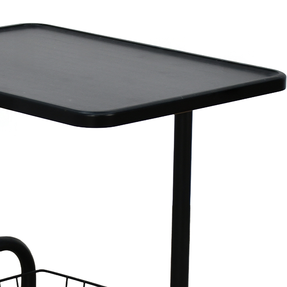 عربة تقديم سطح خشبي مع رف تخزين معدني عربة تقديم سطح خشبي مع رف تخزين معدني