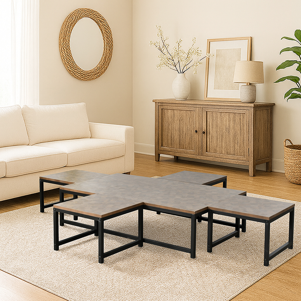 طقم طاولات خدمة 5 قطع خشبي بني طقم طاولات خدمة 5 قطع خشبي بني