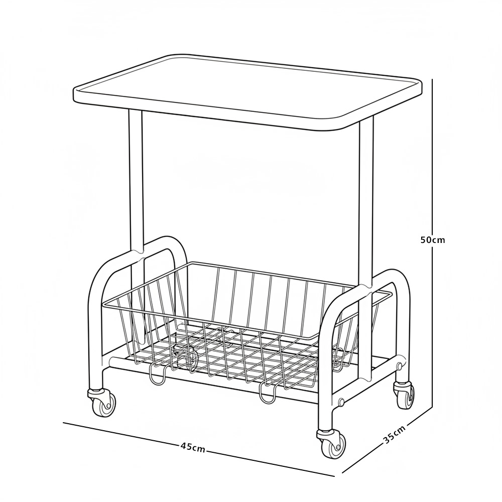 عربة تقديم سطح خشبي مع رف تخزين معدني عربة تقديم سطح خشبي مع رف تخزين معدني
