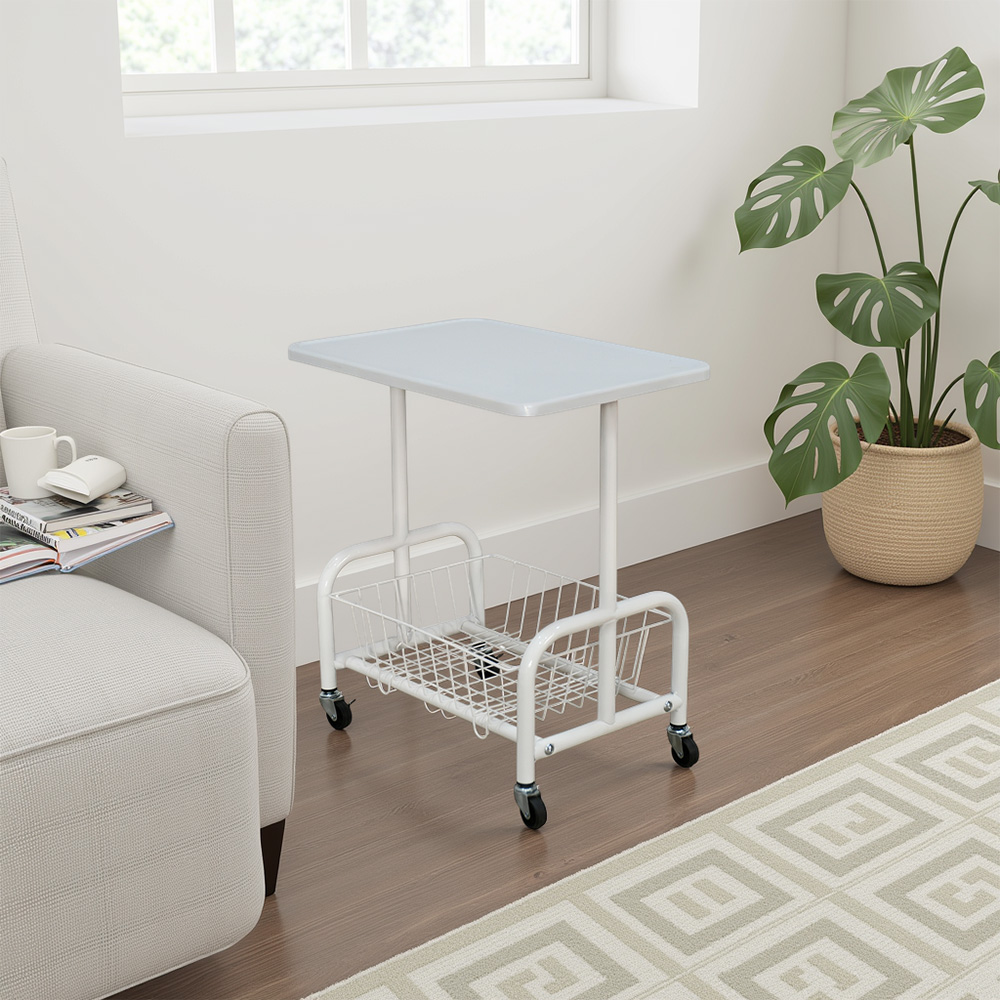 عربة تقديم سطح خشبي مع رف تخزين معدني عربة تقديم سطح خشبي مع رف تخزين معدني