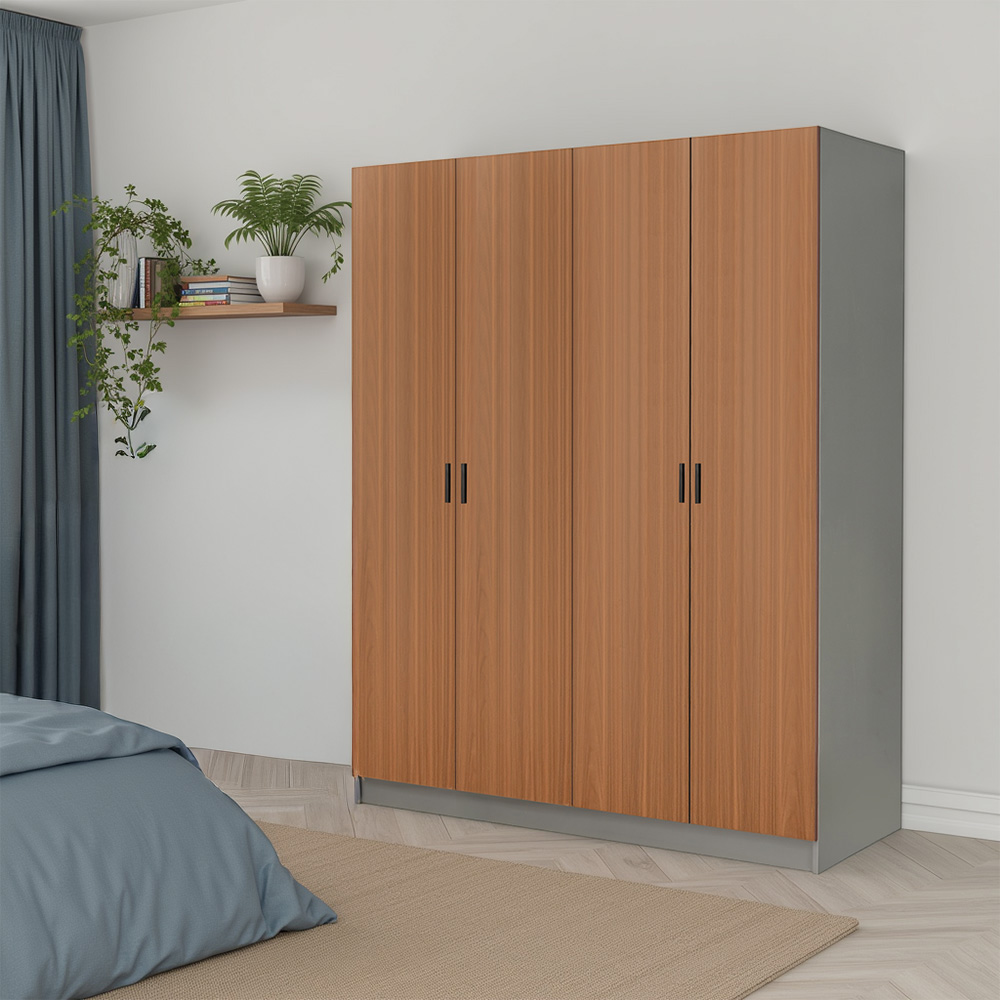 دولاب ملابس خشبي مودرن 4 باب بني دولاب ملابس خشبي مودرن 4 باب بني