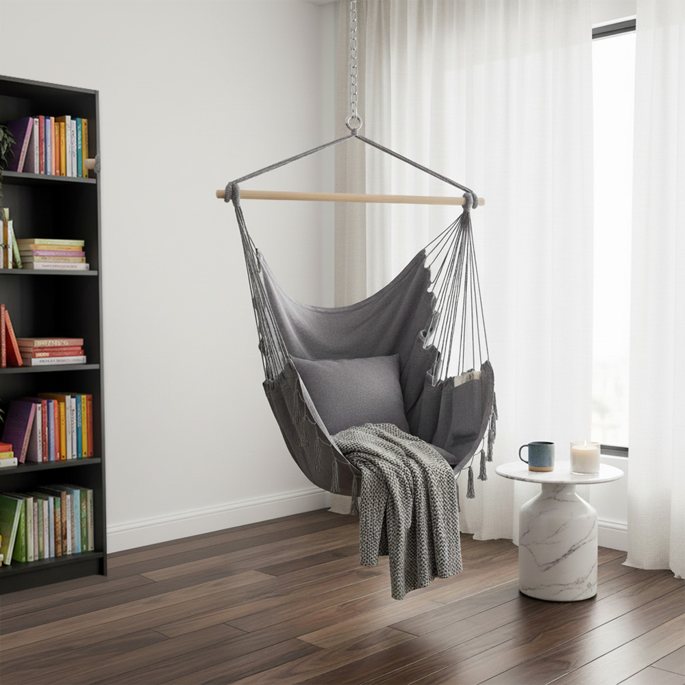 أرجوحة قماشية مع وسائد رمادي أرجوحة قماشية مع وسائد رمادي