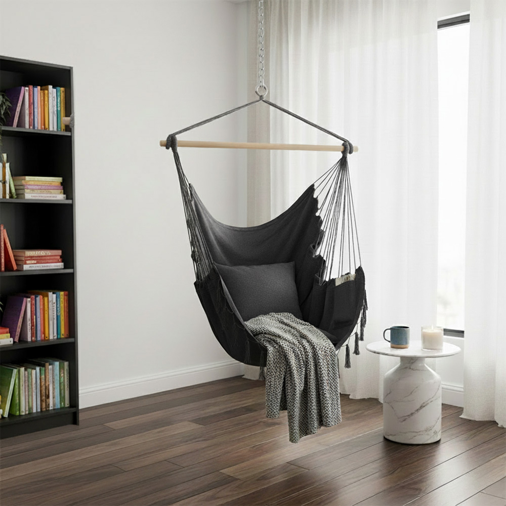 أرجوحة قماشية مع وسائد رمادي غامق أرجوحة قماشية مع وسائد رمادي غامق