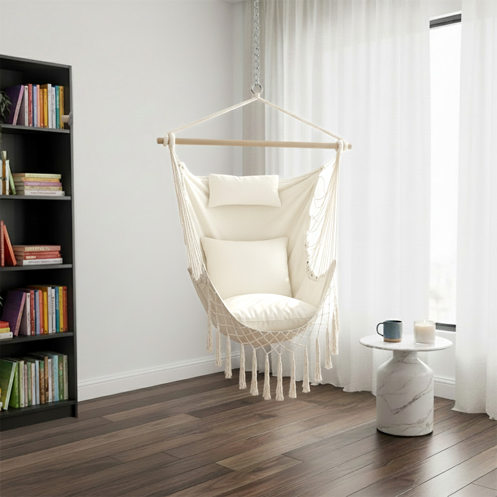 أرجوحة قماشية مع وسائد أوف وايت أرجوحة قماشية مع وسائد أوف وايت