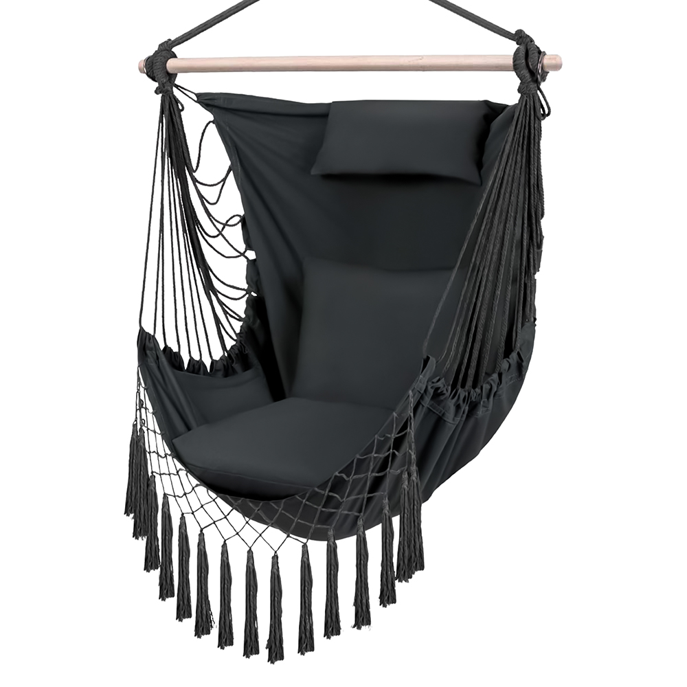 أرجوحة قماشية مع وسائد رمادي غامق أرجوحة قماشية مع وسائد رمادي غامق