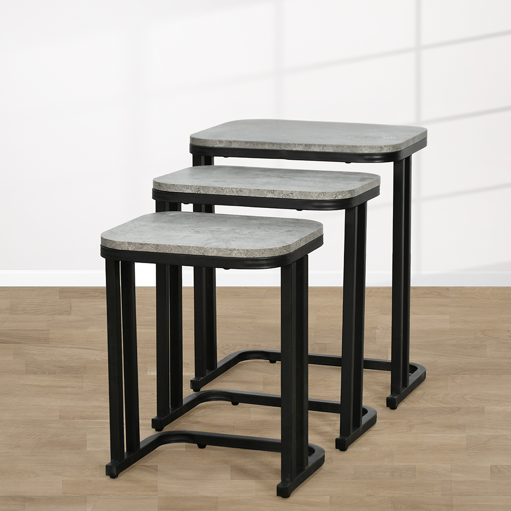 طقم طاولات خدمة 3 قطع خشبي رمادي طقم طاولات خدمة 3 قطع خشبي رمادي