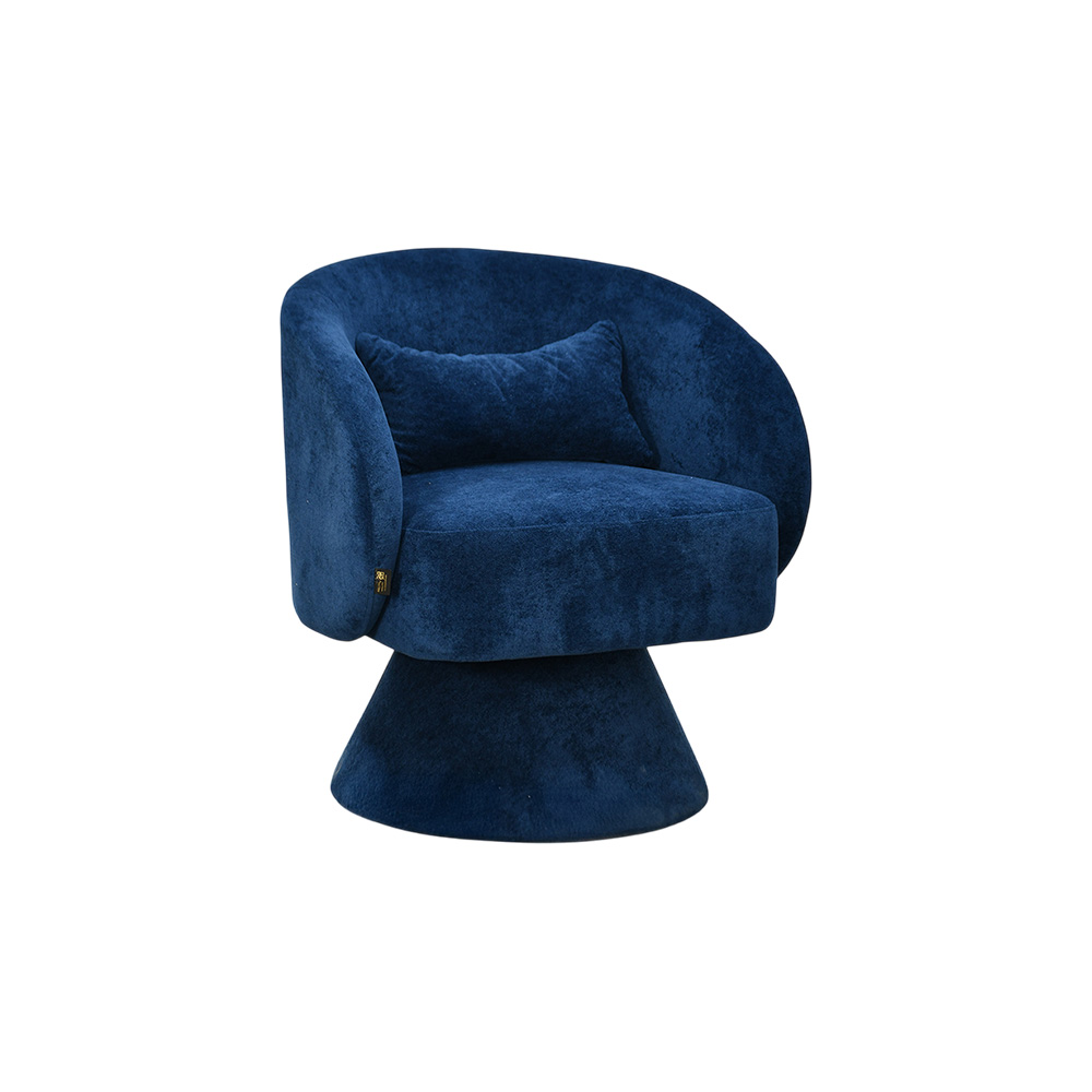 كرسي مفرد دوار فاخر قماشي أزرق كرسي مفرد دوار فاخر قماشي أزرق