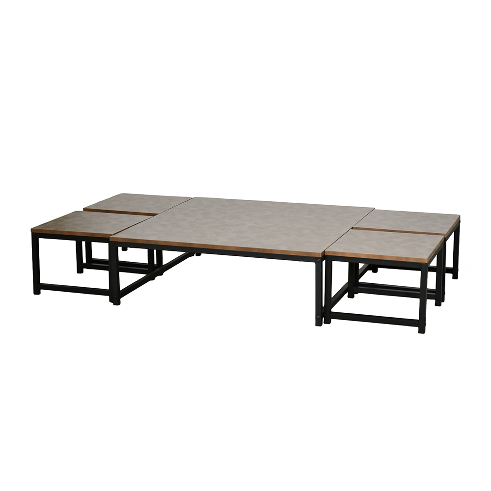 طقم طاولات خدمة 5 قطع خشبي مع قاعدة معدنية طقم طاولات خدمة 5 قطع خشبي مع قاعدة معدنية