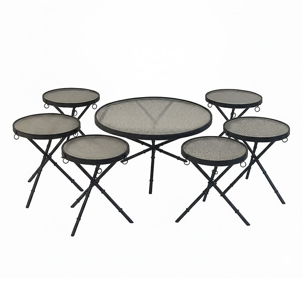 طقم طاولات خدمة 7 قطع سطح زجاجي طقم طاولات خدمة 7 قطع سطح زجاجي