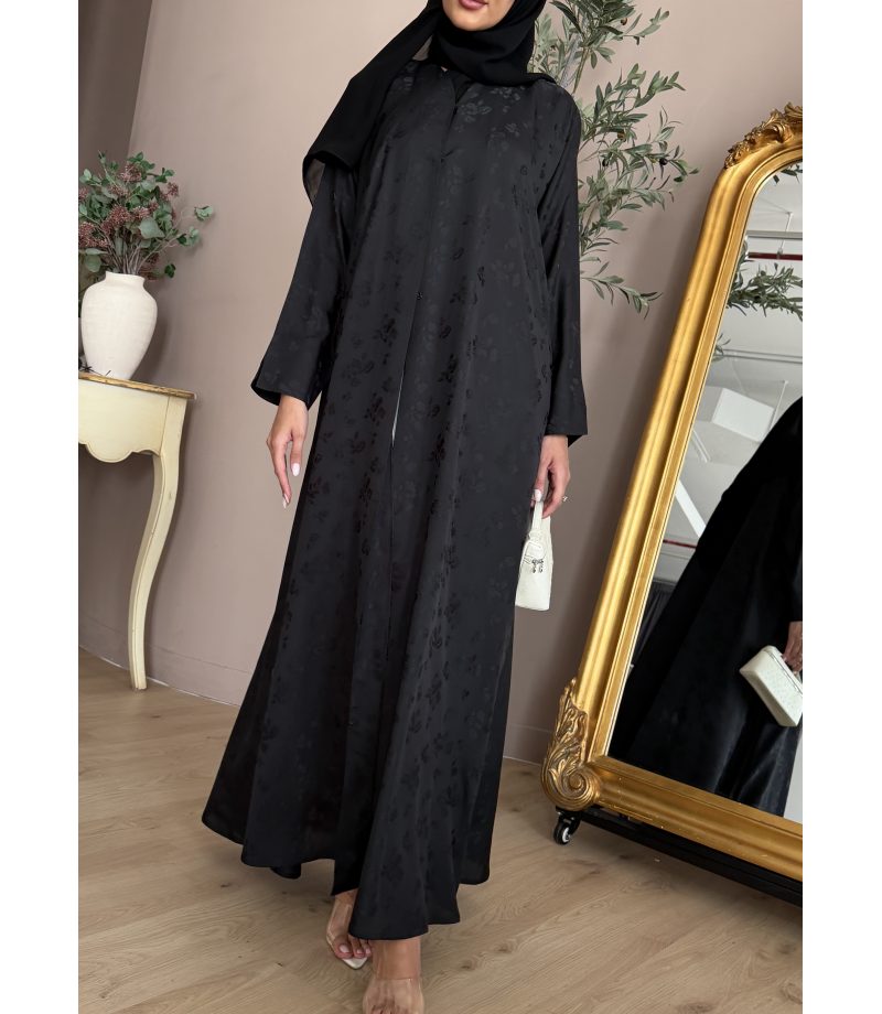عباية 00512 سوداء أنيقة بخامة كريب تركي 