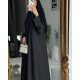 عباية 00512 سوداء أنيقة بخامة كريب تركي 