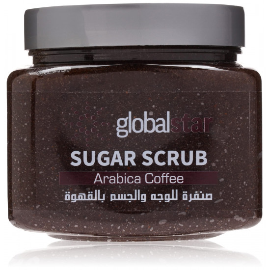 Global Star Sugar Scrub with Arabic Coffee – Advanced Face & Body Polish, Cellular Regeneration & Blackheads Removal Treatment – 600g 