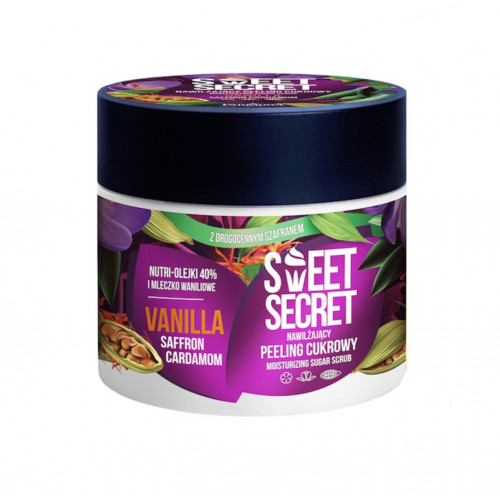 مقشر السكر المرطب سويت سيكرت Sweet Secret بالفانيليا، الزعفران والهيل – 200 جرام