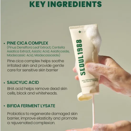 SEOUL 1988 Cleansing Foam - K-SECRET - Pine Cica 1% + Probiotics (150ml) SEOUL 1988 Cleansing Foam - K-SECRET - Pine Cica 1% + Probiotics (150ml)