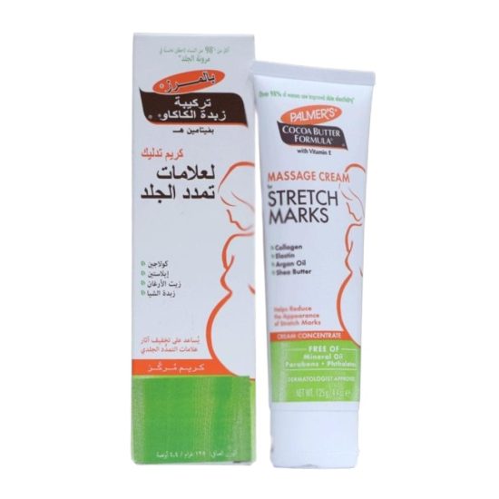 كريم تدليك بالمرز Palmer's بتركيبة زبدة الكاكاو لعلامات تمدد الجلد - 125 جرام كريم تدليك بالمرز Palmer's بتركيبة زبدة الكاكاو لعلامات تمدد الجلد - 125 جرام