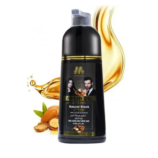 Morvon Argan Oil Natural Black Hair Color Shampoo – 400ml