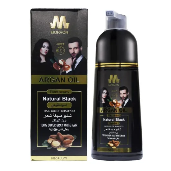 Morvon Argan Oil Natural Black Hair Color Shampoo – 400ml
