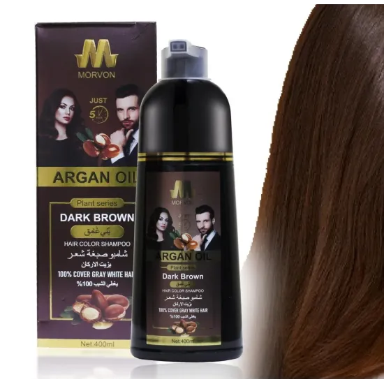 شامبو صبغة شعر مورفون Morvon بزيت الأركان – بني طبيعي – 400 مل شامبو صبغة شعر مورفون Morvon بزيت الأركان – بني طبيعي – 400 مل