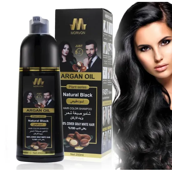 Morvon Argan Oil Natural Black Hair Color Shampoo – 200ml Morvon Argan Oil Natural Black Hair Color Shampoo – 200ml