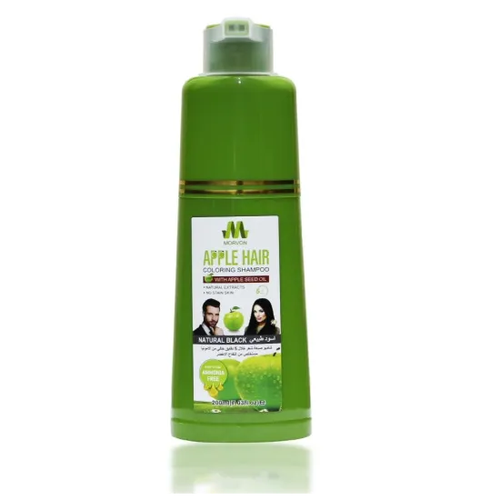 Morvon Ammonia-Free Apple Seed Oil Natural Black Hair Coloring Shampoo – 200ml Morvon Ammonia-Free Apple Seed Oil Natural Black Hair Coloring Shampoo – 200ml