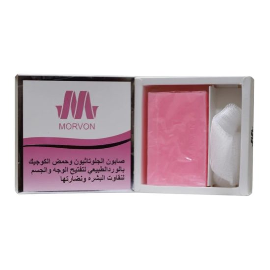 Morvon Glutathione & Kojic Acid Soap with Natural Rose for Face & Body Brightening - 150g
