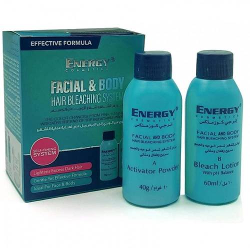 نظام إنيرجي المتكامل Energy Cosmetics لتشقير شعر الوجه والجسم – (لوشن 60 مل + مسحوق 40 جرام)