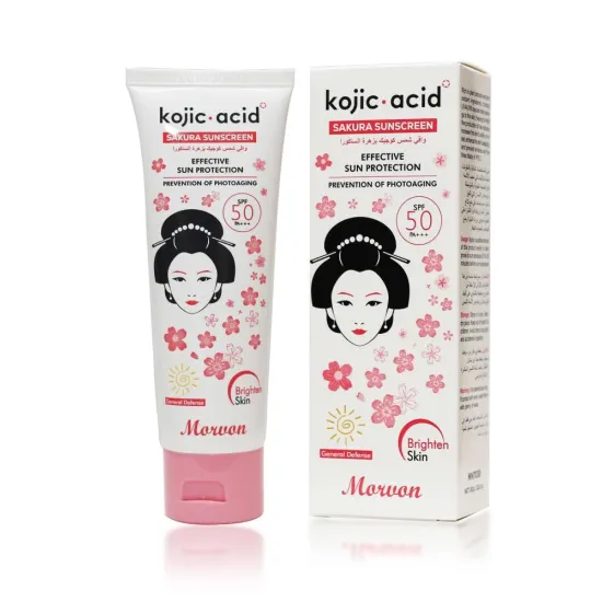 MORVON Kojic Acid Sakura Sunscreen Lightweight Cream for Advanced UV Protection, Anti-Photoaging, and Skin Brightening SPF 50 PA +++ – 80g MORVON Kojic Acid Sakura Sunscreen Lightweight Cream for Advanced UV Protection, Anti-Photoaging, and Skin Brightening SPF 50 PA +++ – 80g