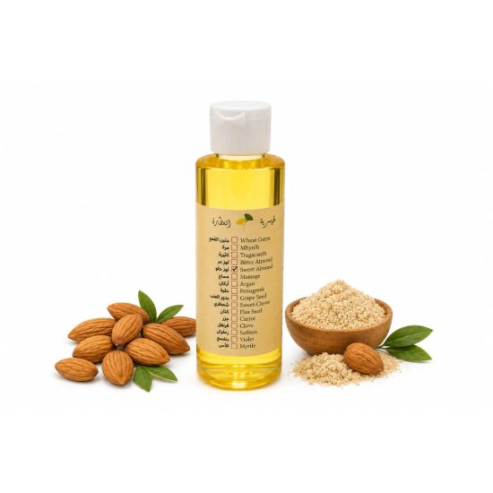 Caesar alatarh Premium 100% Natural Sweet Almond Oil for Deep Skin Hydration & Silkier Hair – 120ml Bottle