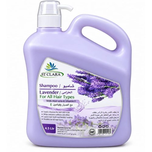 ST CLARA Lavender Shampoo with Aloe Vera & Vitamin E for All Hair Types 4.5 L