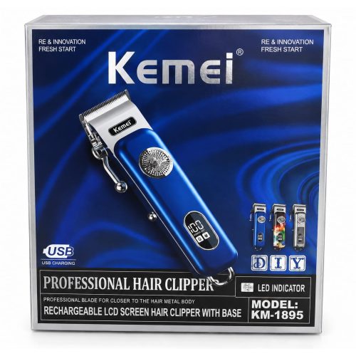 Kemei KM-1895 Professional Hair Clipper with LCD Display and Charging Base