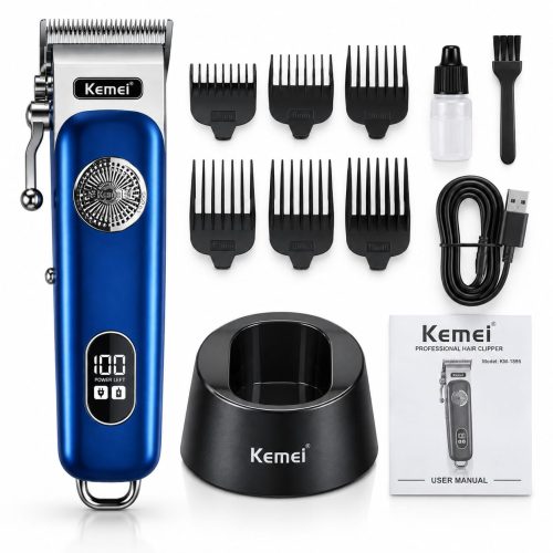 Kemei KM-1895 Professional Hair Clipper with LCD Display and Charging Base