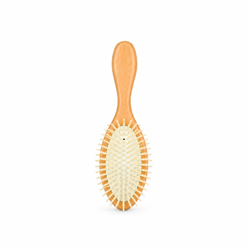 MAESTRI Oval Wooden Hair Brush with White Bristles