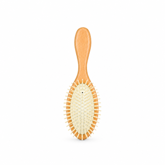 MAESTRI Oval Wooden Hair Brush with White Bristles