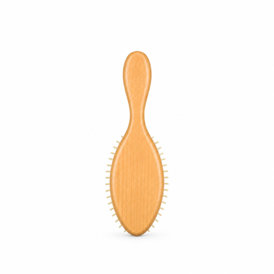MAESTRI Oval Wooden Hair Brush with White Bristles