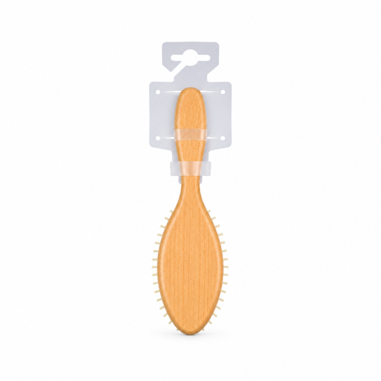 MAESTRI Oval Wooden Hair Brush with White Bristles