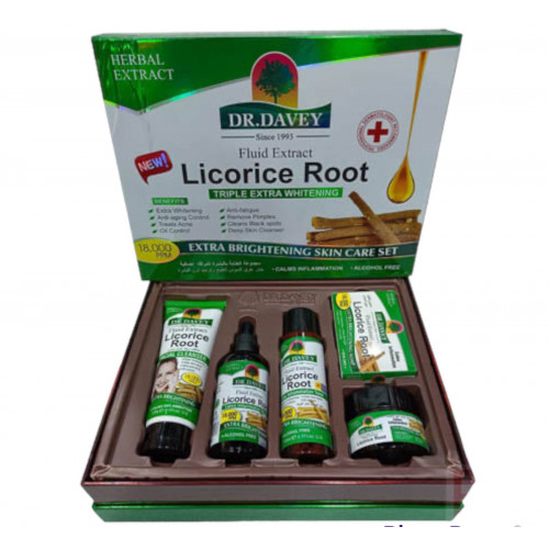 DR.DAVEY Licorice Root Fluid Extract Skin Care Set – Triple Extra Whitening, Anti-Aging & Acne Control – Premium 4-in-1 Rigid Treatment Box