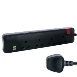 Legrand Extension Cod 4 Way+2USB 3m Black - 698532