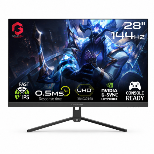 شاشة العاب جيم اون  GAMEON | بدقة4K  UHD (3840×2160) | مقاس 28 انش | استجابة 1 مللي ثانية  | لوحة  IPS | معدل تحديث 144 هرتز | طراز GOP28UHD144IPS