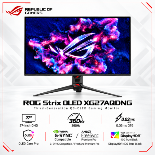 ASUS ROG Strix XG27AQDNG 27" QHD 3rd Gen QD-OLED 360Hz 0.03ms Gaming Monitor ASUS ROG Strix XG27AQDNG 27" QHD 3rd Gen QD-OLED 360Hz 0.03ms Gaming Monitor