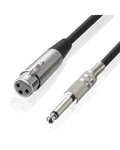 cable 1/4''Jack 6.5mm Male to XLR Female Microphone Mono Cable Foil+Braided Shielded 1.8M