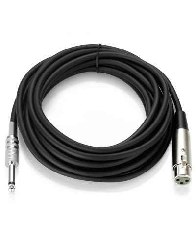 cable 1/4''Jack 6.5mm Male to XLR Female Microphone Mono Cable Foil+Braided Shielded 1.8M